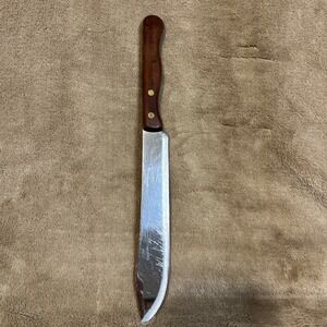 Vintage 60s Ekco Eterna‎ Stainless Steel Butcher Knife with Wood Handle Kitchen